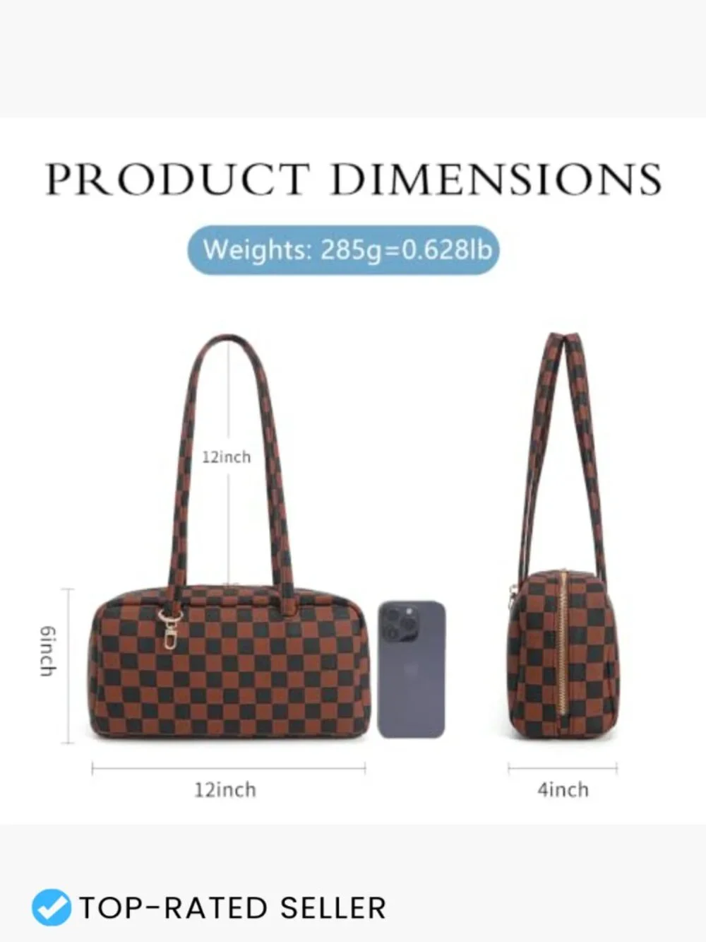 Bowler Handbag East West Slouchy Vegan Leather Shoulder Tote Purse Charm Loops
